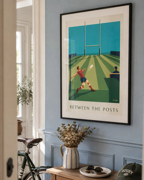 Affiches rugby : affiche de la collection encadrée dans un intérieur