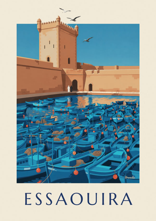Affiche port d'Essaouira, tour de la Skala