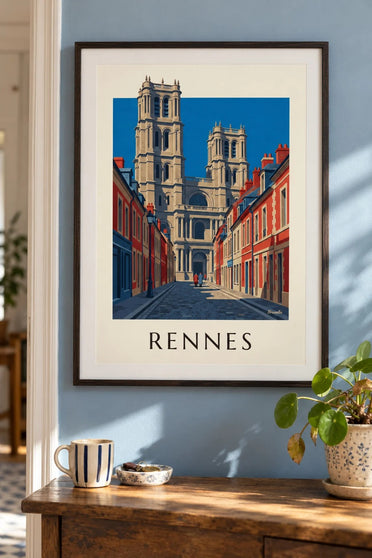 Poster di Rennes, la cattedrale Saint-Pierre e le sue torri : incorniciato alla parete