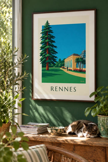 Poster di Rennes, parco del Thabor e la sua orangerie : incorniciato alla parete