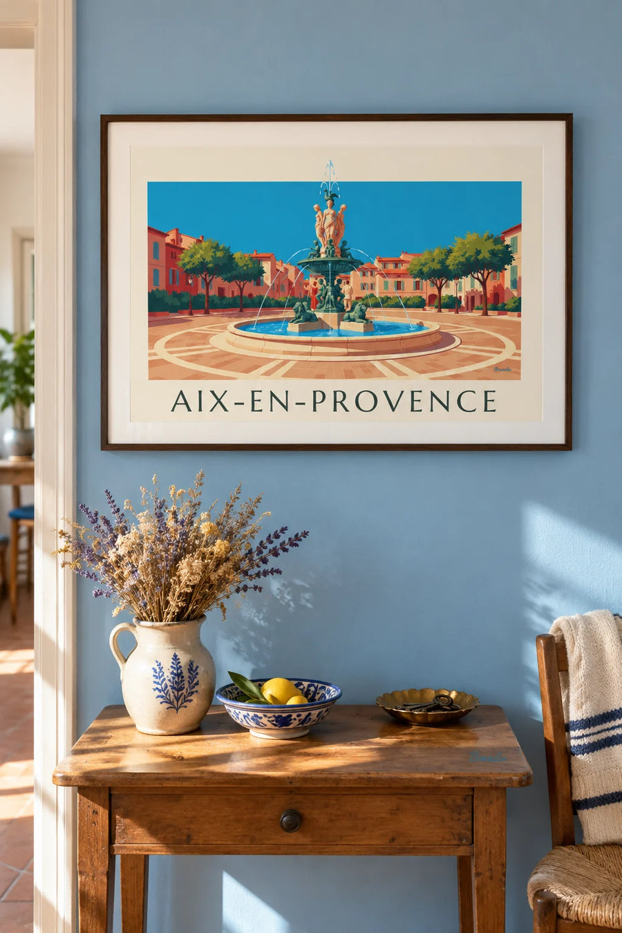 Poster Fontaine de la Rotonde in Aix-en-Provence: gerahmt an der Wand