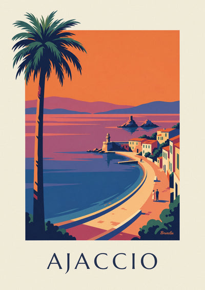 Affiche baie d'Ajaccio et îles Sanguinaires au coucher du soleil : l'affiche entière