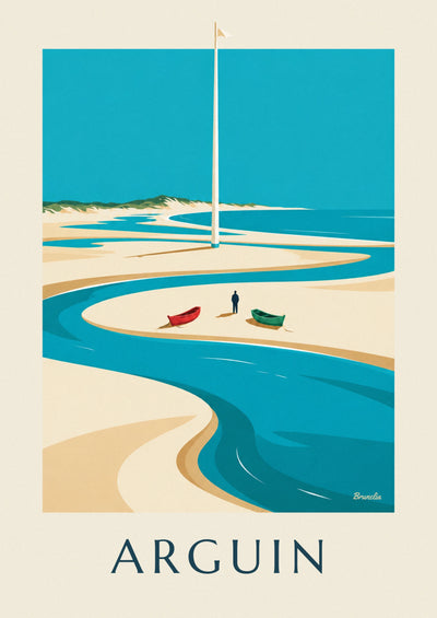 Poster of the Arguin Bank at low tide and the Dune of Pilat: the full poster