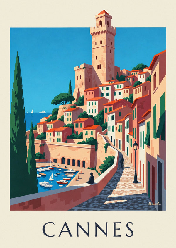 Poster quartiere vecchio del Suquet e porto vecchio di Cannes