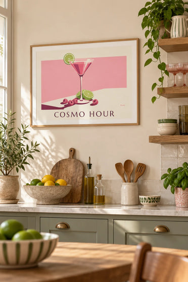 Poster cocktail Cosmopolitan al lampone e lime: incorniciato al muro