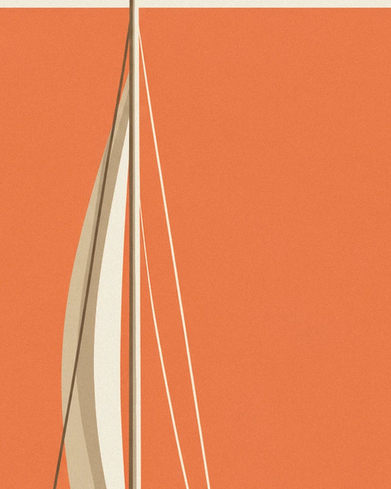 Poster Spritz auf dem Deck eines Segelboots bei Sonnenuntergang: Detail in Nahaufnahme