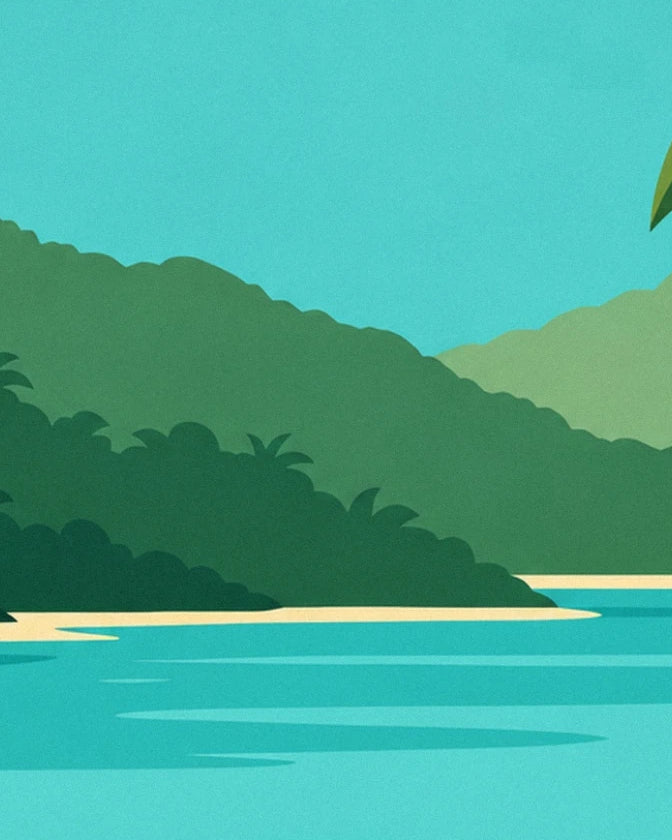 La lagune turquoise bordée de sable clair et de collines boisées du Costa Rica