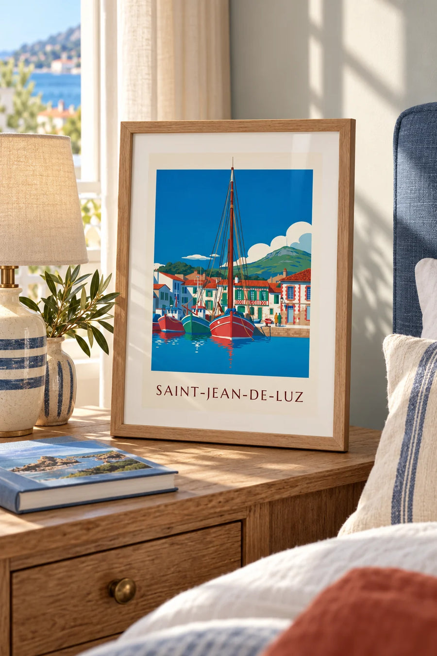 Poster porto peschereccio di Saint-Jean-de-Luz e La Rhune: formato piccolo A4 con cornice