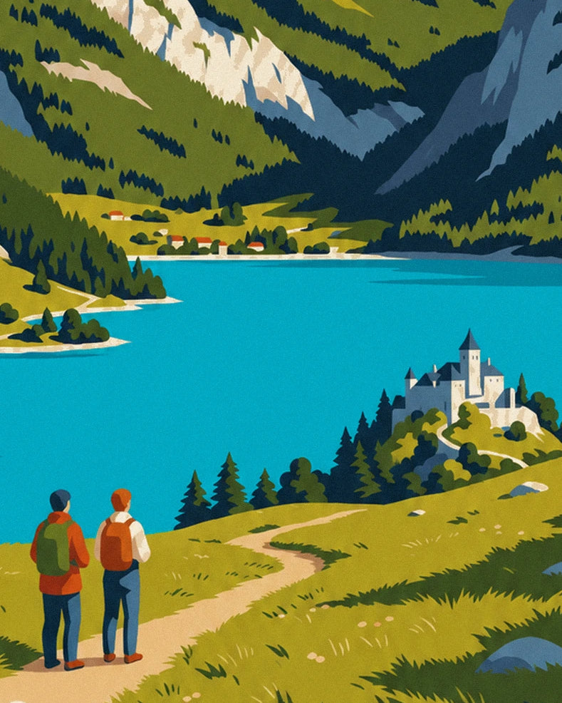 Poster escursione sopra il lago di Annecy: dettaglio in primo piano