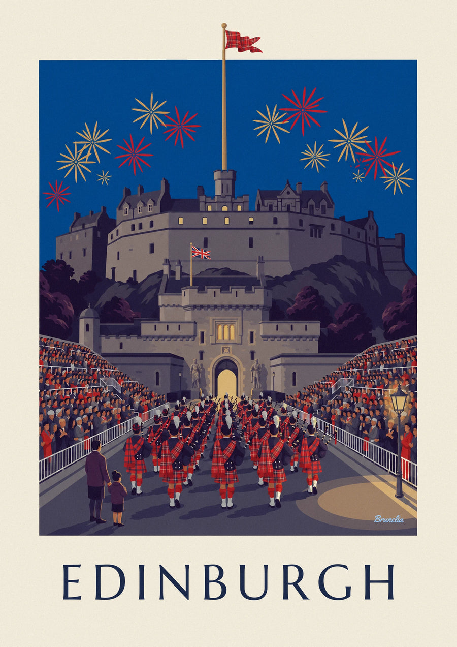 Poster Castello di Edimburgo e Military Tattoo di notte