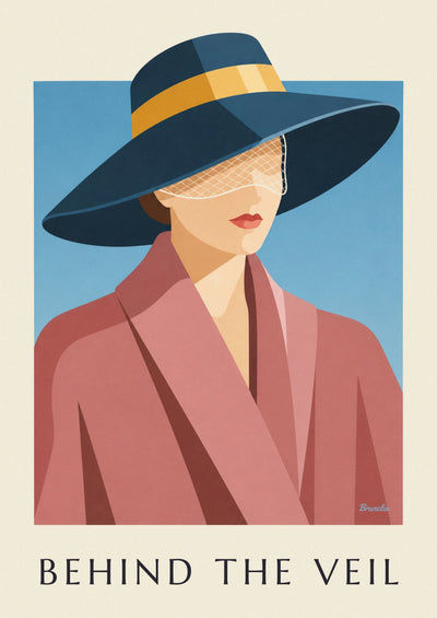 Poster elegante Frau mit Hut und Schleier: das ganze Poster