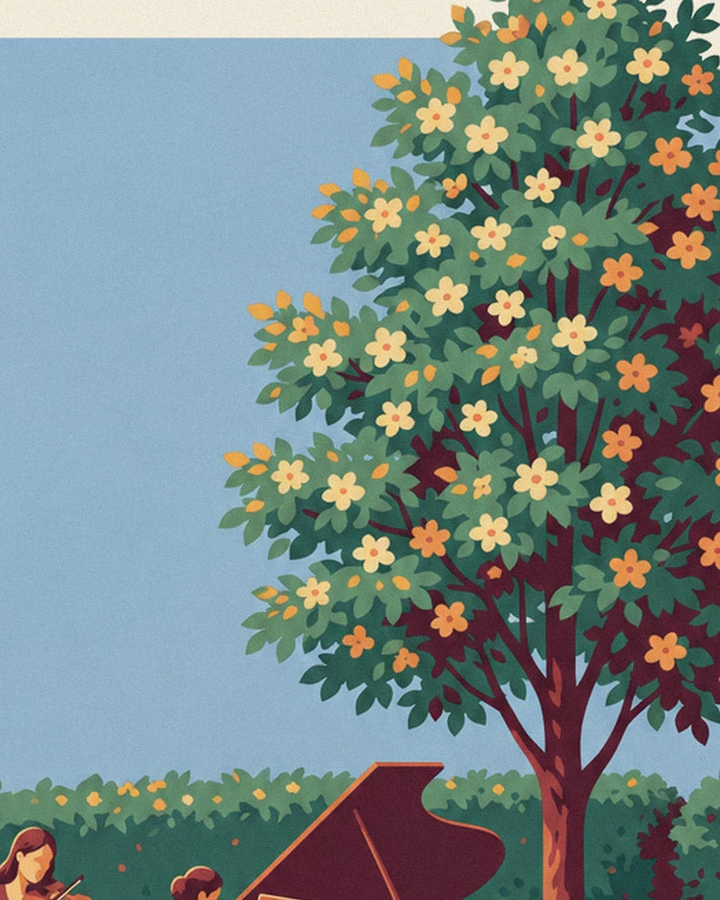 Poster Klassik-Trio bei einem Sommerkonzert unter freiem Himmel: Detail in Nahaufnahme