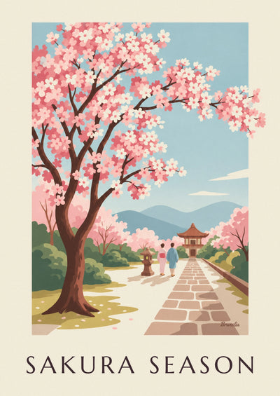 Poster blühender Zweig der Japanischen Kirsche: das ganze Poster