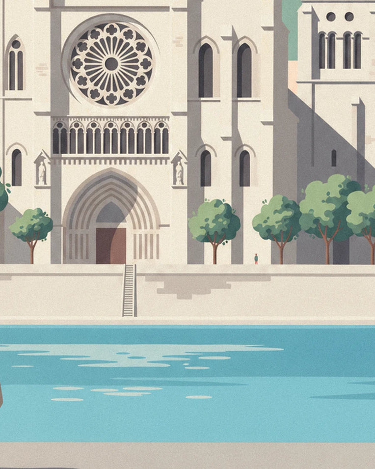 Poster Kathedrale Saint-Jean und Saône-Ufer in Lyon: Detail in Nahaufnahme