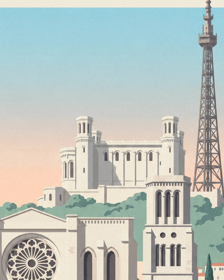 Poster Kathedrale Saint-Jean und Saône-Ufer in Lyon: Detail in Nahaufnahme
