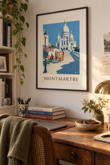 Poster pittori di place du Tertre e Sacré-Cœur a Montmartre: incorniciato al muro