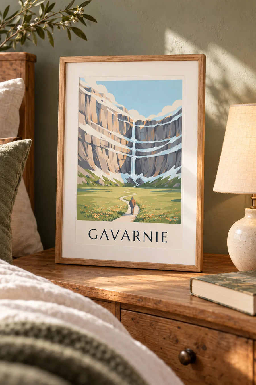 Affiche cirque de Gavarnie et sa grande cascade : petit format A4 encadré