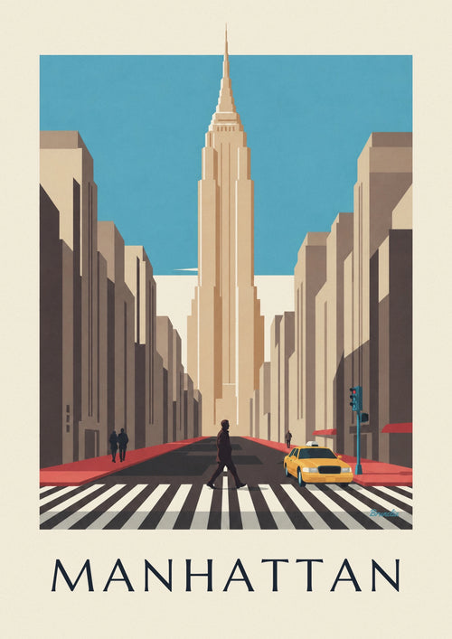 Poster of a Manhattan intersection and crosswalk: the full poster