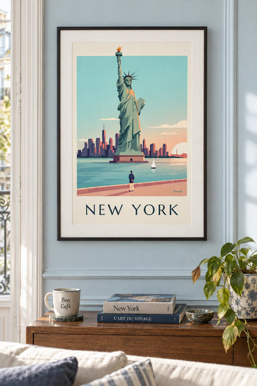 Poster Statua della Libertà al tramonto: incorniciato alla parete