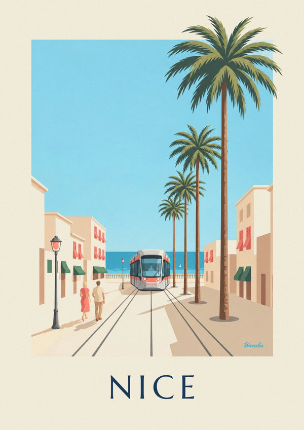 Nice tram and Mediterranean poster