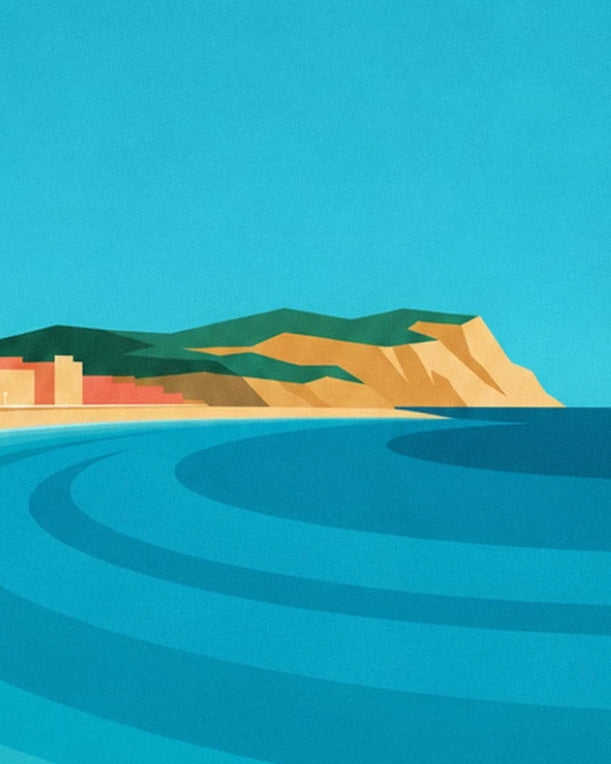 La baie de Las Canteras, ses eaux bleues, ses falaises ocres et ses bâtiments colorés