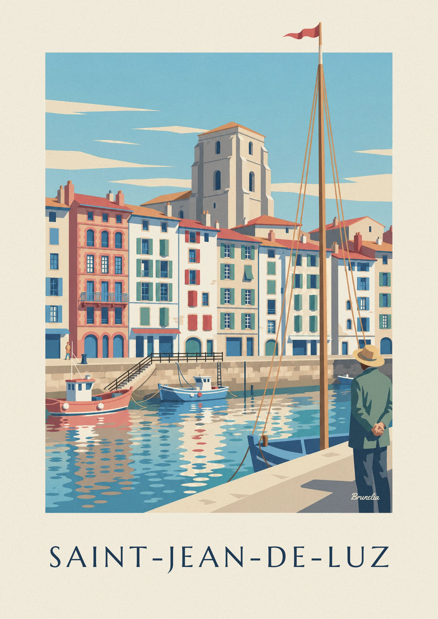Poster banchine e case del porto di Saint-Jean-de-Luz