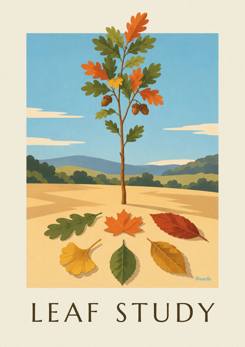 Naturalist plate poster of tree leaves: the full poster