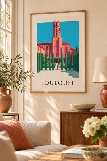 Poster convento dei Giacobini e il suo chiostro a Tolosa : incorniciato alla parete