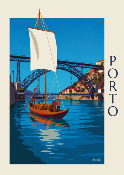 Poster Ponte Dom Luís und Rabelo-Boot auf dem Douro in Porto: das ganze Poster