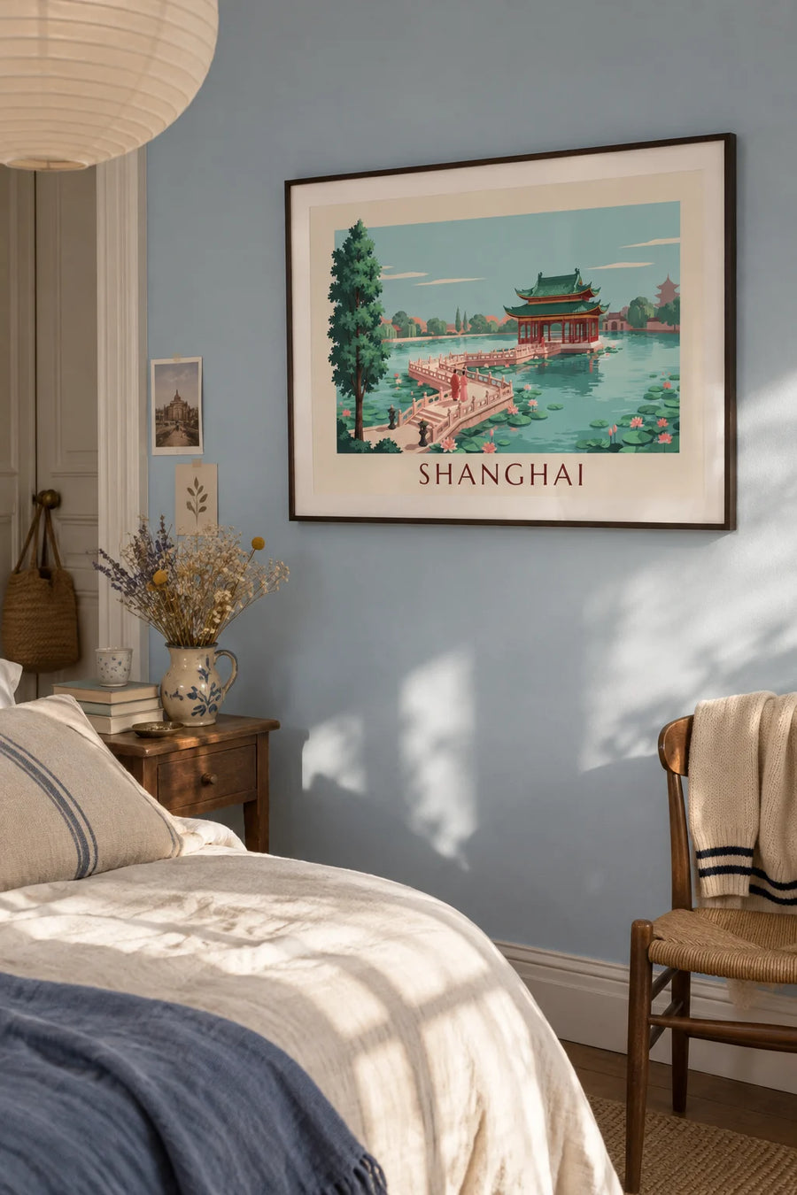Poster of the Yuyuan Garden teahouse in Shanghai: framed on the wall