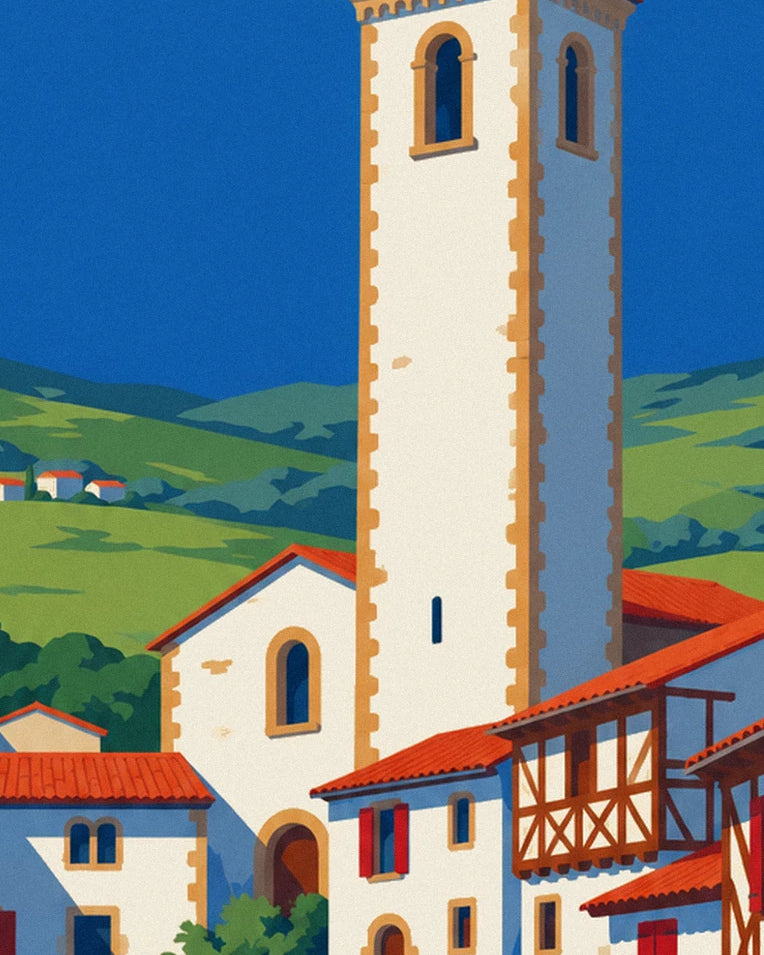 Affiche tir à la corde sur une place du Pays basque : détail en gros plan