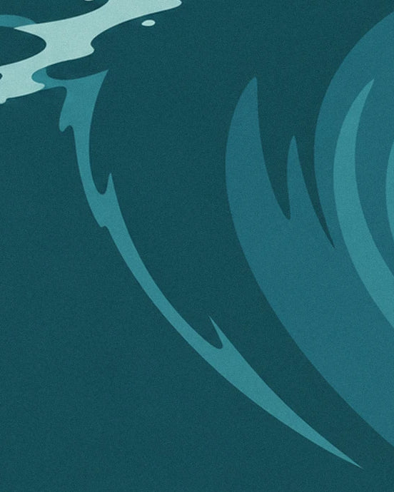 Les courbes bleu pétrole et turquoise de la paroi intérieure de la vague