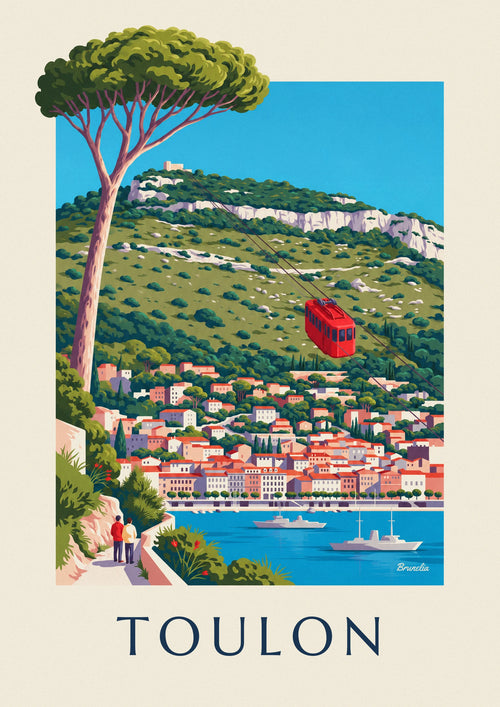 Poster Seilbahn auf den Mont Faron über Toulon: das ganze Poster