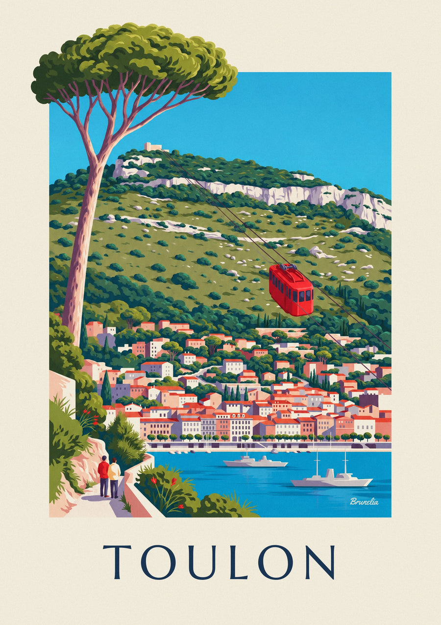 Poster Seilbahn auf den Mont Faron über Toulon