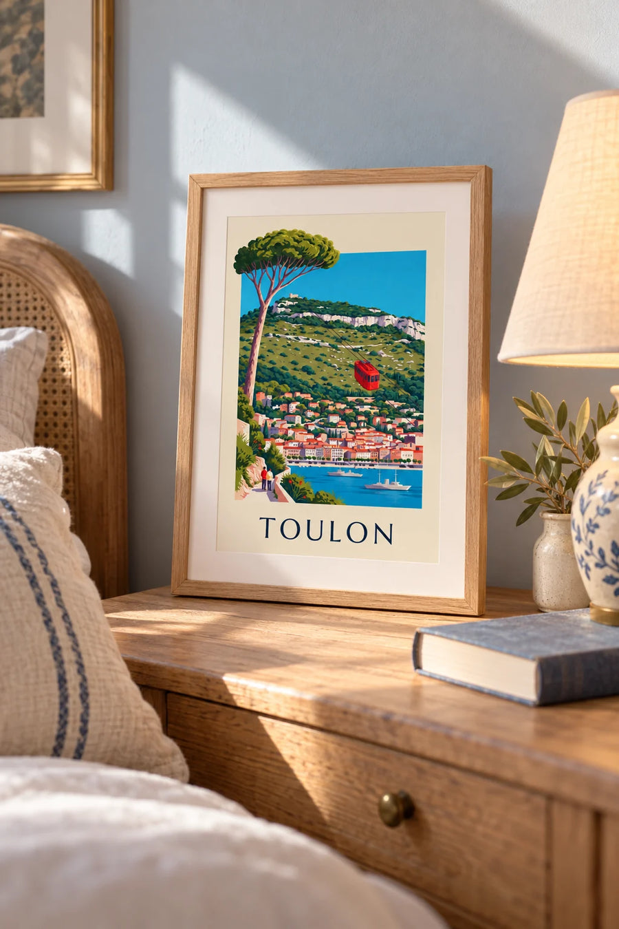 Poster Seilbahn auf den Mont Faron über Toulon: kleines Format A4 gerahmt