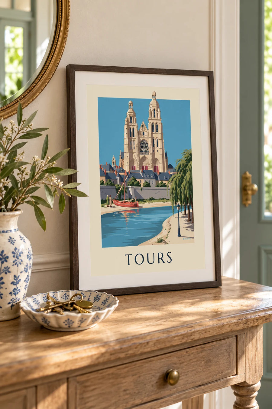 Poster cattedrale di Tours e rive della Loira: formato piccolo A4 incorniciato
