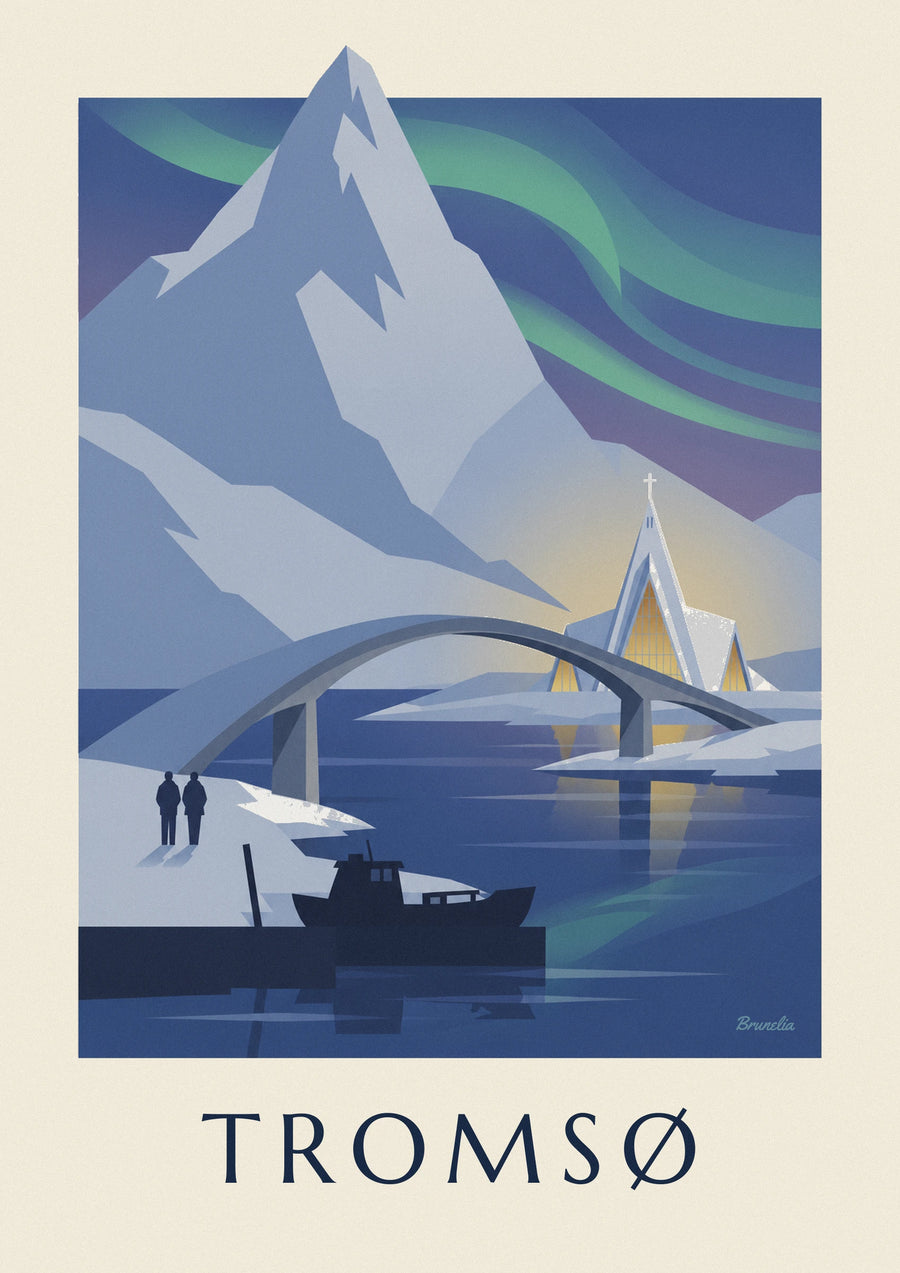Poster Tromsø porta dell'Artico e aurora boreale