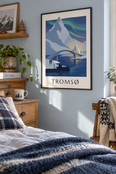 Poster Tromsø porta dell'Artico e aurora boreale: incorniciato alla parete