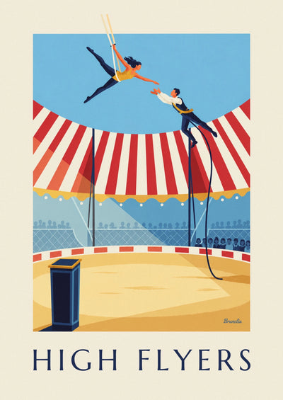 Poster of trapeze artists under a striped circus tent: the full poster