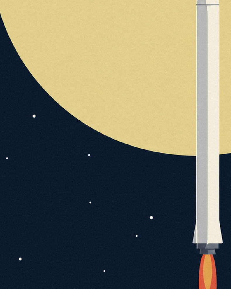 Poster stadi di un razzo che si separano sopra la Terra: dettaglio in primo piano