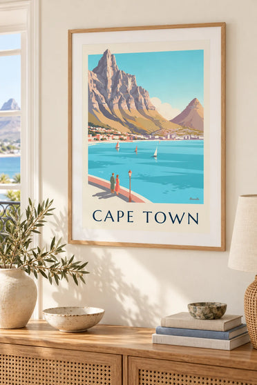 Poster Table Mountain e Lion's Head a Città del Capo : incorniciato alla parete