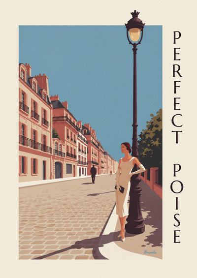 Poster con donna in abito a tubino e guanti lunghi a Parigi: il poster intero