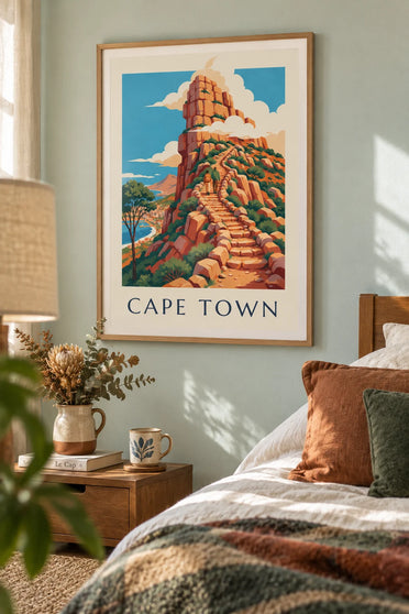 Affiche randonnée sur la montagne de la Table au Cap : encadrée au mur