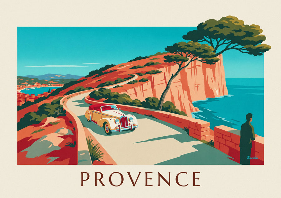 Poster Cabrio auf der Route des Crêtes oberhalb von Cassis