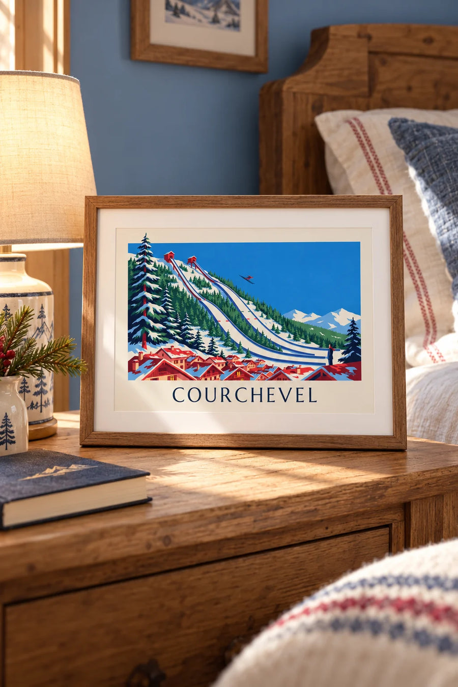 Poster trampolini di salto con gli sci di Courchevel, al Praz: formato piccolo A4 con cornice