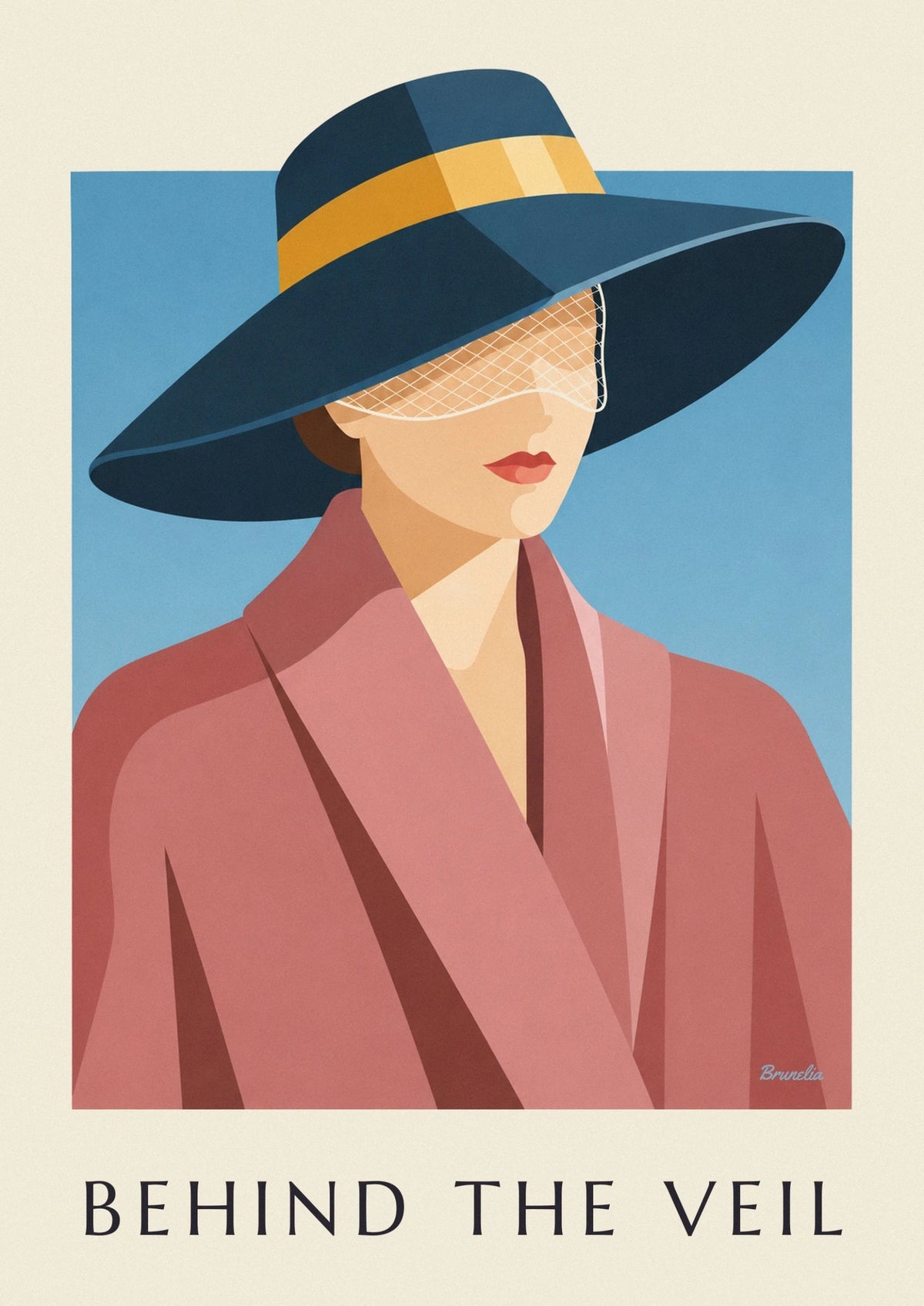 Affiche femme élégante au chapeau à voilette, exemple d'affiche à petit prix
