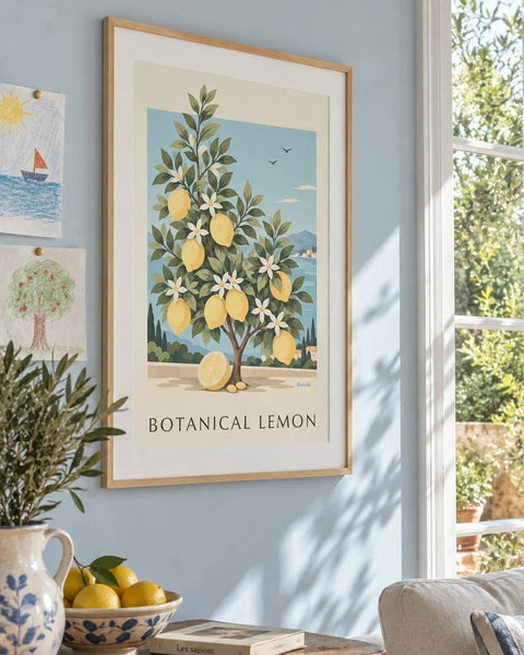 Affiches citron : affiche de la collection encadrée dans un intérieur