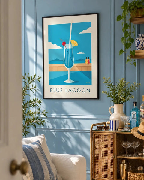 Affiches cocktail : affiche de la collection encadrée dans un intérieur