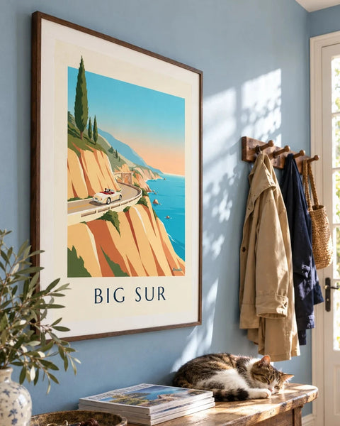 Affiches entrée et couloir : affiche de la collection encadrée dans un intérieur
