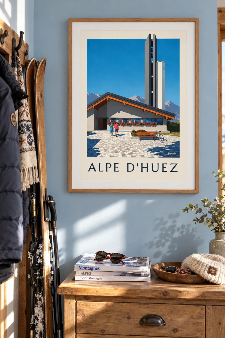 Affiche église Notre-Dame-des-Neiges Alpe d'Huez : encadrée au mur